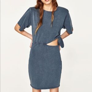 Zara Bodycon Blue/Grey Buckle Dress